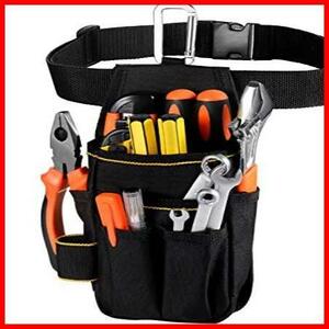 [VOW&ZON] 工具入れ 腰袋 工具袋 小物入れ 作業袋 ウエストバッグ カラビナフック ベルト付 多機能ポケット コンパクト設計