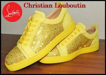 激レア 半額Christian Louboutin ルイス ジュニアストラス ローカットスニーカー クリスチャンルブタン 401/2 黄色 イエロー メンズ スワロ_画像3