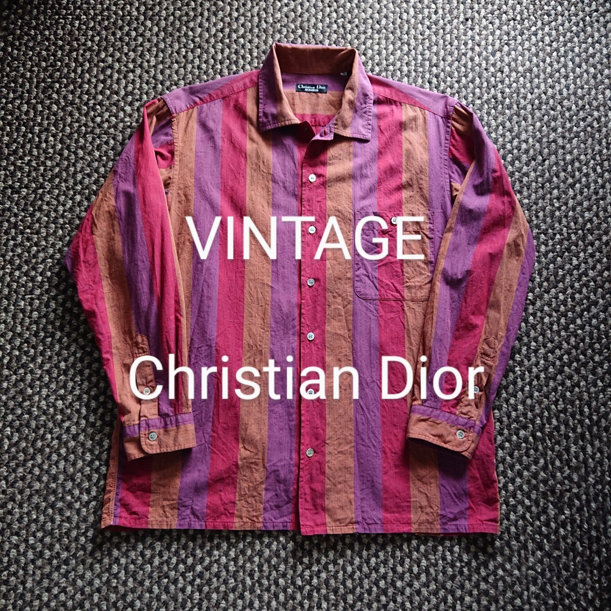 ビンテージ Christian Dior ロゴ刺繍入りミリタリーシャツ レトロ 菅田