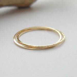 [ made in Japan ]K18YG gold pattern * angle line 2 ream ring 7 number 
