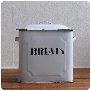  Англия античный эмалированный хлеб жестяная банка / кухня смешанные товары / эмаль / емкость для хранения / дисплей / эмаль [BREAD знак . замечательный!]Z-768