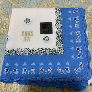  Anna Sui ANNA SUI handkerchie ska LAP .. cat cat cat cat pattern blue unused F