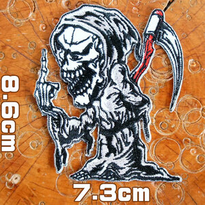  embroidery iron badge [. god DEATH] Skull. . god skull gaikotsu rhinoceros kobi Lee lock black ... handicrafts glue attaching patch up like