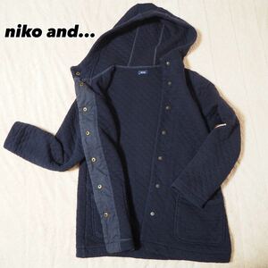 niko and... ニコアンド キルティングジャケット　紺　スナップボタン