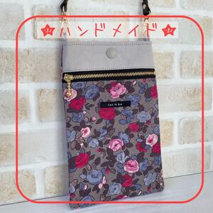 ハンドメイド スマホポーチ (花柄)