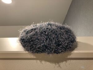 ハンドメイド 手編み つばなし帽子 紺 ベレー帽 ラメ入り