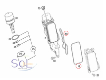 ベンツ W221 R230 オイルクーラーガスケット + オイルフィルターハウジングガスケット 2点セット S350 SL350 2721840280 2721840080 即納可_画像2