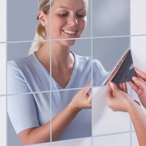 16枚 DIY 壁鏡 壁貼りシール 浴室 化粧 壁装飾ミラー 光るシール デコレーション ウォールステッカー インテリア鏡貼 安全