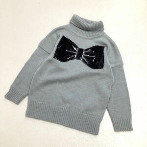 良品 little PAUL＆JOE リトルポール＆ジョー スパンコールリボン タートルネック ニット キッズ4 グレー