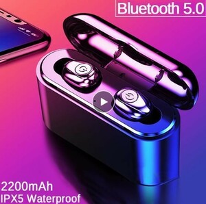 ☆最新Bluetooth5.0 イヤホン 自動ペアリング ワイヤレスイヤホン 高音質 左右分離型 充電ボックス 防水 Siri iphone/android ブラック☆