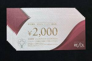 【複数あり】RESOLファミリー商品券 20000円分(2000円券×10枚) リソル株主優待券