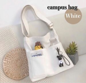 韓国ファッション ショルダーバッグ トートバッグ 帆布バッグ キャンパストートバッグ ボディバッグ 大容量 ホワイト 新品未使用