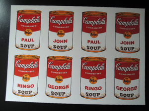 A4 額付き BEATLES ビートルズ Andy Warhol スープ缶 トマトスープ キャンベル ポスター