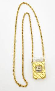 ◇アクセ◆CHANEL シャネル 香水No.19 ケース ネックレス ペンダント ゴールドカラー 1C