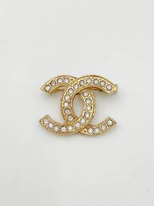 ◇ブローチ◆CHANEL シャネル ブローチ アクセ ラインストーン ゴールドカラー ココマーク 1B