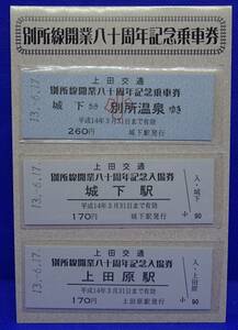 上田交通/上田電鉄 別所線開業80周年記念乗車券 平成13年