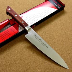 関の刃物 牛刀 18cm (180mm) 濃州正宗作 モリブデンステンレス鋼 茶色積層強化木 家庭用の洋包丁 野菜 魚処理 肉切 パン切 両刃包丁 日本製