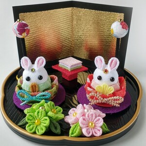 うさぎのお雛さま ひな人形 つまみ細工 ハンドメイド