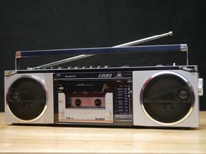 【ジャンク品】SANYO MR-U4SL シルバー おしゃれな 可愛い テレコ FM/AM ステレオ アンティーク 昭和レトロラジオカセットレコーダー