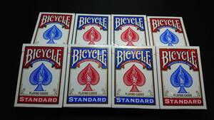 BICYCLE プレイングカード トランプ 8個（青4赤4）セット 手品 マジック 青 バイシクル スタンダード