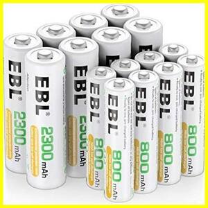 【今だけ価格！残り１つ】 充電式ニッケル水素電池 単3電池 単四電池 単4電池セット 2300mAh×8個入り+800mAh×8個入り 単三電池