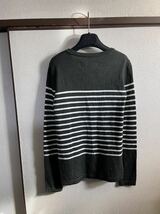 【良品】【レターパックプラス対応】 AKM エイケイエム BOADER KNIT エクストラファインメリノウールニット セーター ボーダー GREEN L_画像2