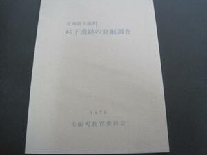 北海道七飯町峠下遺跡の発掘調査　七飯町教育委員会