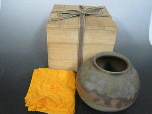  stone rice field cheap . work [ Bizen ..] also box * yellow cloth attaching height approximately 13.5cm secondhand goods free shipping!