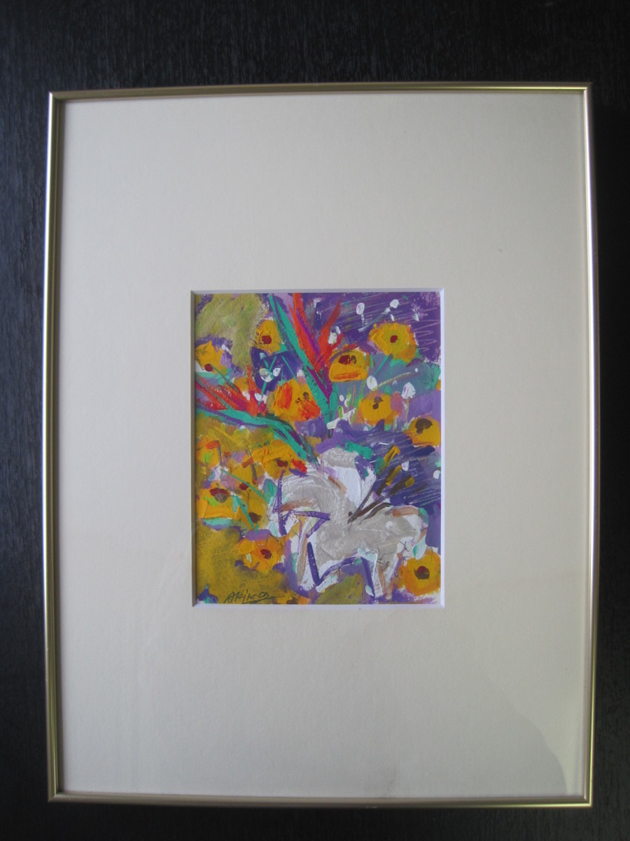 अकीको तानी तेल चित्रकला (अमूर्त फूल) हस्ताक्षरित प्रामाणिक गारंटीकृत मुफ़्त शिपिंग!, चित्रकारी, तैल चित्र, प्रकृति, परिदृश्य चित्रकला