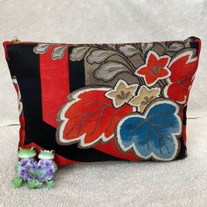 ハンドメイド 絹帯リメイク ポーチ