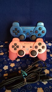 DUALSHOCK3 デュアルショック3 SONY純正品 PS3キャンディー・ピンクとスプラッシュ・ブルー、おまけUSBケーブル