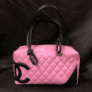 B21K76T シャネル CHANEL カンボンライン ショルダーバッグ ピンク×ブラック