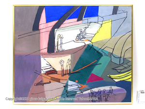 【GINZA絵画館】送料無料！シュザンヌ・ロジェ　油絵２０号「Le soir」１９５８年作・フランス人気作家・モダンな１点もの　V6D0M7B9C