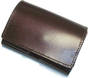 三つ折り財布（ダークブラウン）本革 レザー 革 コンパクト ミニ 小さい財布 ハンドメイド メンズ 日本製