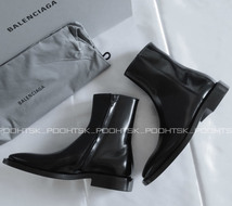 　バレンシアガBALENCIAGA 2019SSデムナNEW PATINATED CALFSKINスクエアトゥ シャイニー カーフ レザー ジップ アンクル ショート ブーツ35_画像7