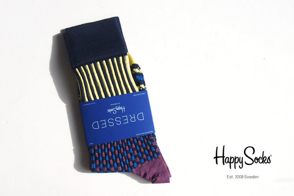 送料無料★新品｜未使用｜ハッピーソックス｜happy socks｜クルー丈ソックス｜Dressed line｜10213018