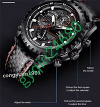A005:メンズ高級腕時計 機械式 自動巻き 45mm カレンダー 曜日表示 本革ベルト 紳士ウォッチ 夜光 防水 ファション ブ_画像8
