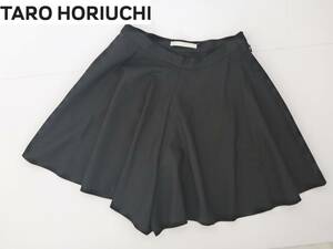 2.9万 超美品 タロウ ホリウチ(TARO HORIUCHI)★黒　フレア　ショートパンツ　S相当