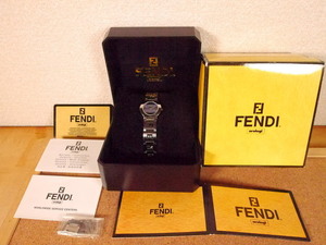 美品 箱入 稼働 FENDI フェンディ 腕時計 3050L レディース ドレスウォッチ サファイヤ クリスタル 余り駒 4コマ IW01AT_A06