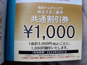 西武ホールディングス 株主優待 共通割引券10000円分（1000円券10枚）