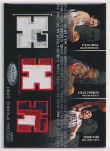 NBA STEVE NASH JASON KIDD STEVE FRANCIS 2003-04 Hoops Hot Prospects Triple Patches BASKETBALL GAME-WORN JERSEY /50 枚限定