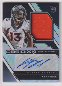 NFL KJ HAMLER AUTO 2020 PANINI OBSIDIAN JERSEY AUTOGRAPH ROOKIE CARD FOOTBALL BRONCOS PRIZM /150 枚限定 