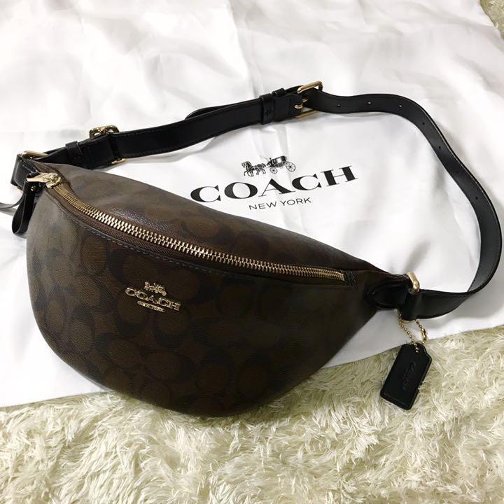 極美品★コーチ ウエストポーチ ボディバッグ 黒 革 ワンショルダー 36474