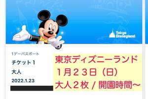 1月23日（日）/ 東京ディズニーランド / チケット / 大人２枚 / 開園時間から入園・指定パスポート