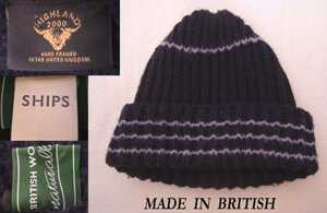 新品未使用 shipsシップス別注 highland 2000 ハイランド British イングランド製 knit NAVY ボーダーcap