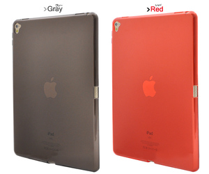 iPad Pro 9.7 インチ専用　セミクリアソフトケースバックカバー　灰or赤 （シリコンラバー素材）■半透明シンプル背面保護■アイパッドプロ