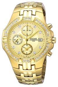 【1円出品】 SEIKO PULSAR ダイアを飾った豪華なドレスウォッチ クロノグラフ タキメーター 50m防水 日本未販売 逆輸入 欧米モデル