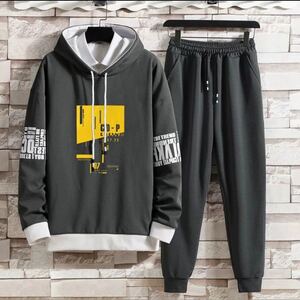パーカー メンズ M〜L スポーツウェアセット パンツ グレー プルオーバー