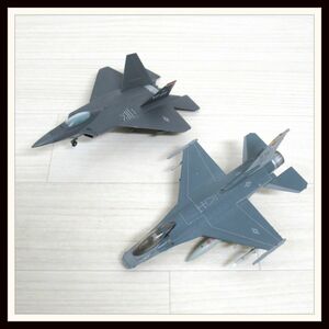 軍用機模型2点[YF-22/F-16]ロッキード・マーティン/ボーイング/戦闘機/パーツ欠け有/アメリカ/ダイキャスト【B3【S1