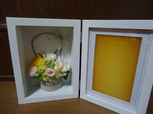 ! work adjustment! preserved flower! frame arrange! flower basket! rose!..! rose! photo frame! glass! final product!